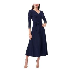 MSK Long Sleeve Dress with Embellished Details. Navy
Measurements below